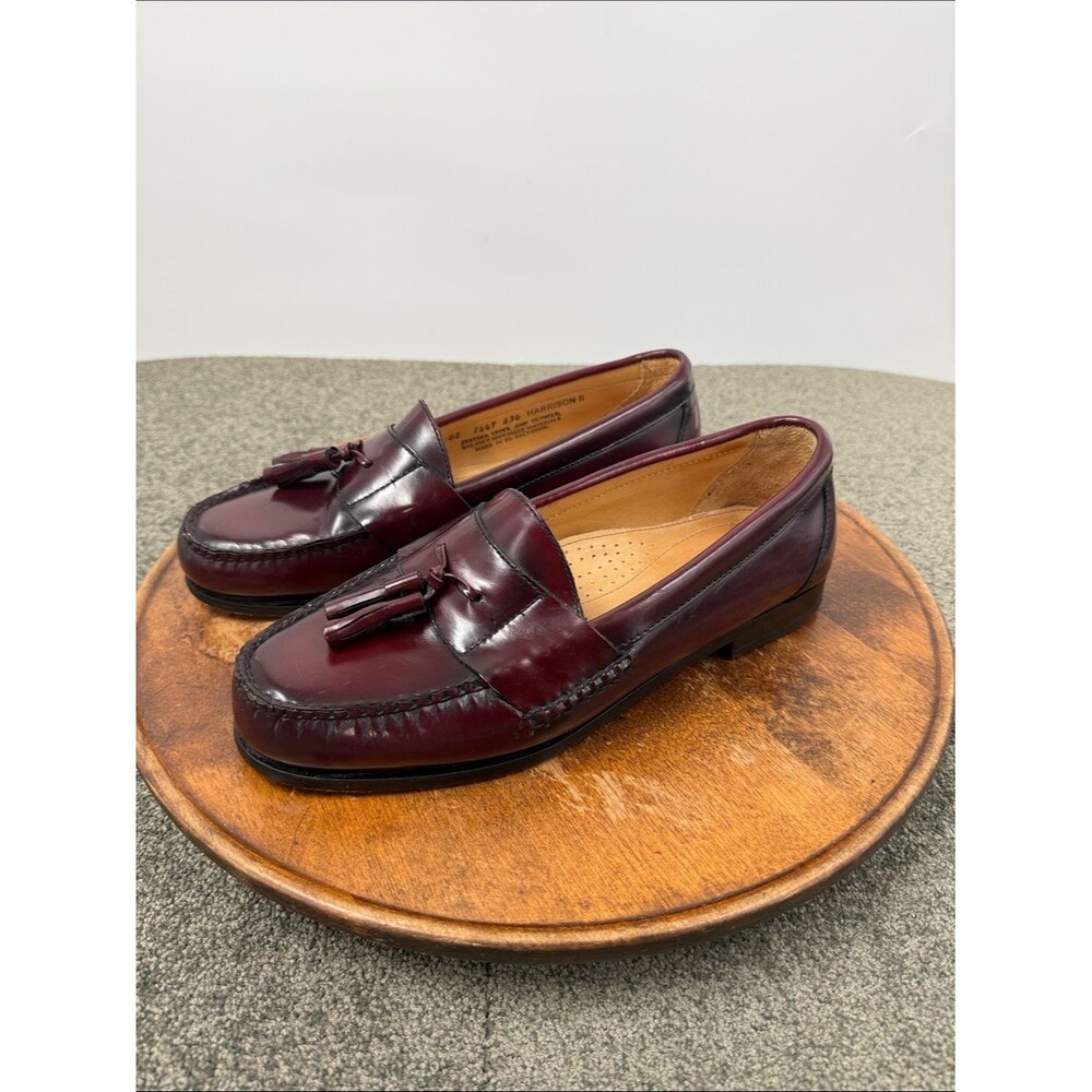 Bass Shoes Mens 10 EE Harrison II Burgundy Leather Tassel Loafers